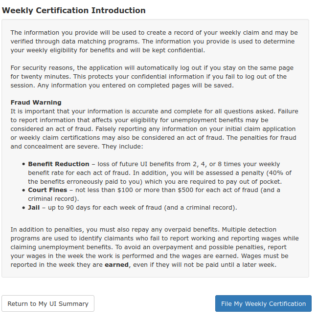 Weekly certfification warning
