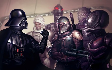 With raised fist, Darth Vader angrily calls out bounty hunters/gig workers for not doing their job properly.